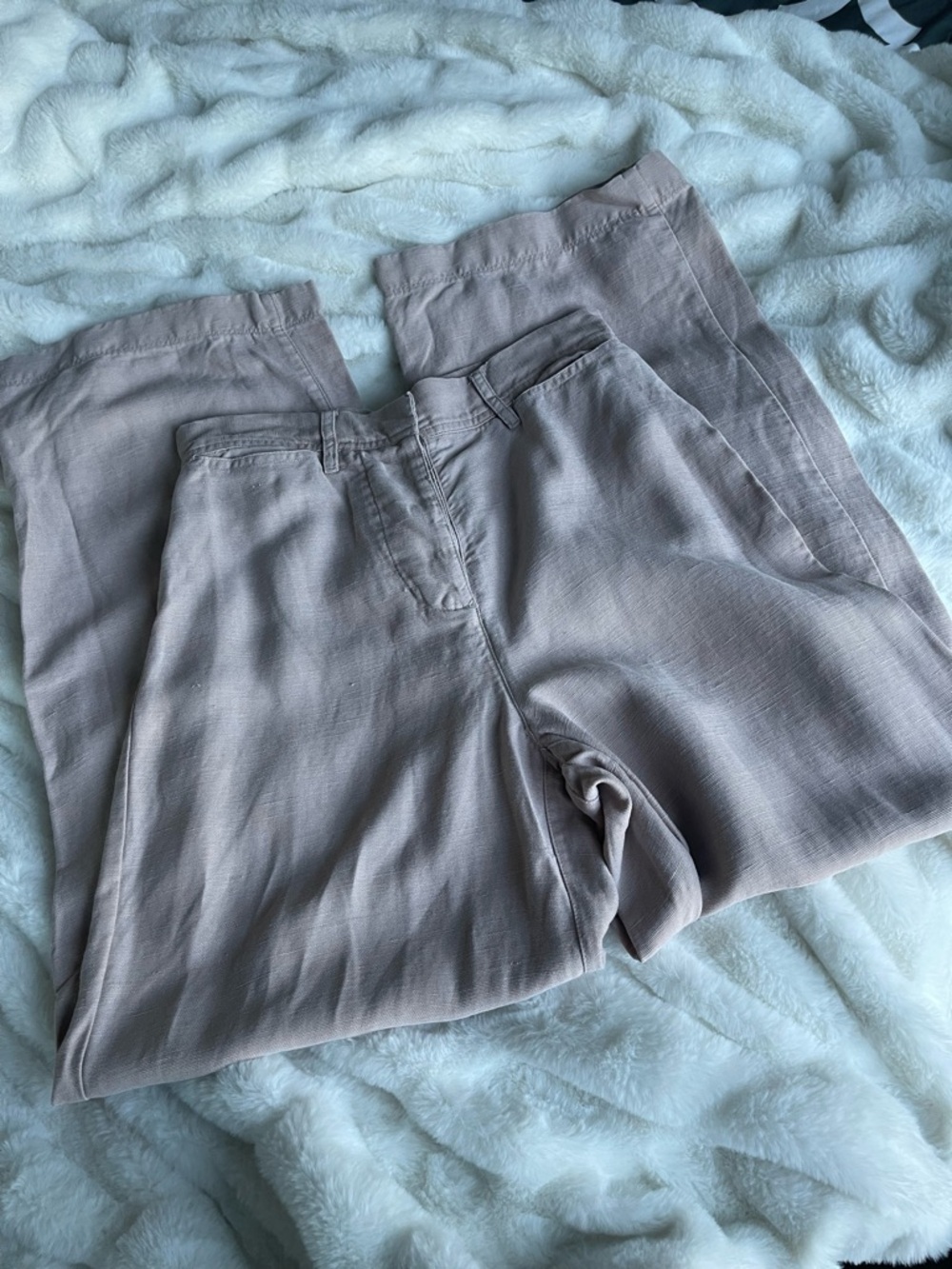 Wilfred Linen Wide Leg Pants Blush Beige High Rise Aritzia Trousers Size 0